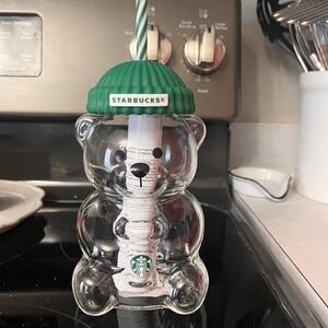 Starbucks Bearista Bear Cup with Green Lid and Straw